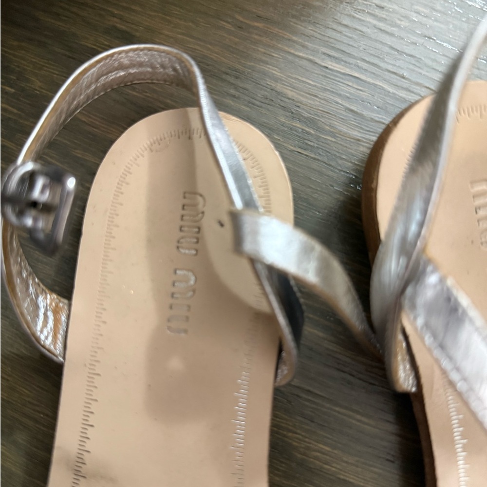 Miu Miu Metallic Silver Strappy Sandals - Picture 4 of 4